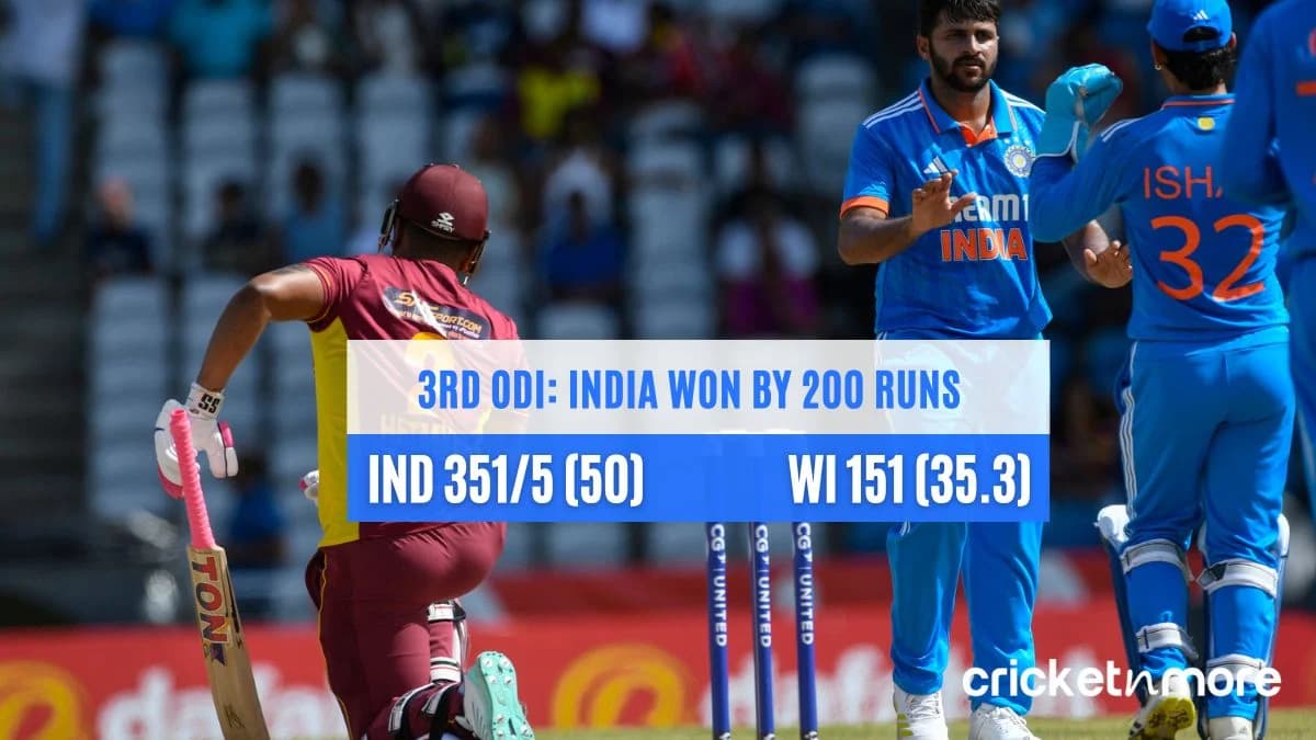 India Thrash West Indies By 200 Runs In 3rd ODI To Win Series 2-1! WI vs IND, 3rd ODI: விண்டீஸை பந்தாடி தொடரை வென்றது இந்தியா!