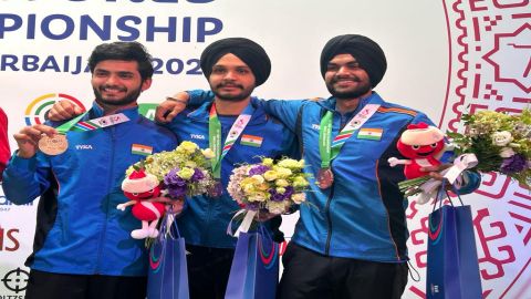 Shooting World Championship: India start with Men’s Air Pistol team bronze in Baku