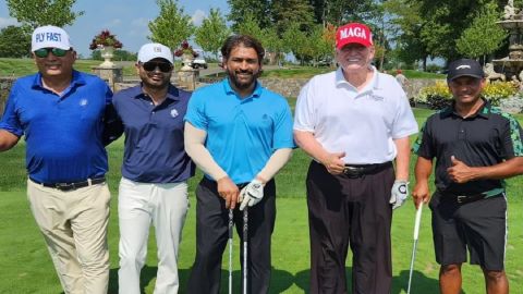 MS Dhoni spotted playing golf with former US President Donald Trump