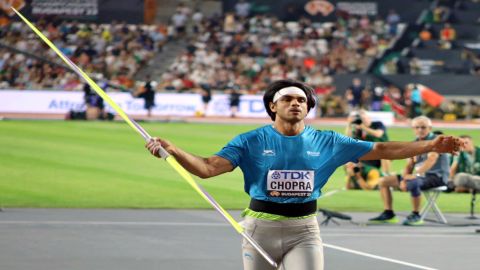 Budapest: Indian track and field athlete Neeraj Chopra during the Men's javelin throw final