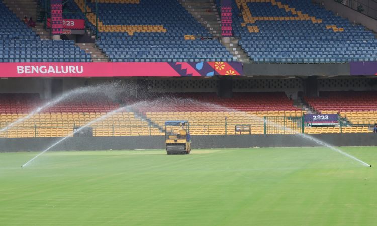 Bengaluru: Preparations at Chinnaswamy stadium ahead of Australia v/s Pakistan World Cup match