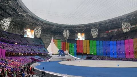  Hangzhou: Artists perform during the Opening Ceremony of the 19th Asian Games