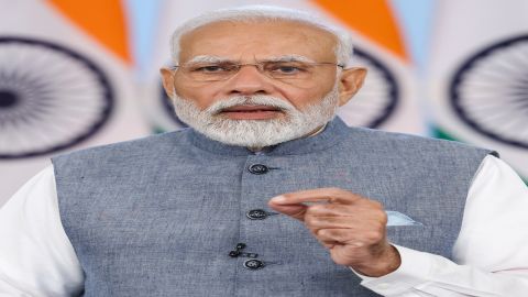 New Delhi : PM Modi addresses the launch of ferry services between Nagapattinam, India and Kankesant