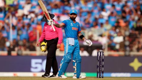 Virat Kohli first player to hit 5 consecutive fifty-plus scores in a World Cup edition twice