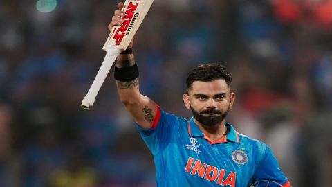 Virat Kohli as he equals Sachin Tendulkar's record for the most ODI