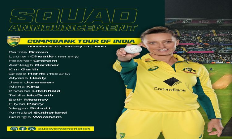 Lauren Cheatle returns as Australia name squad for India tour; no captain is confirmed yet