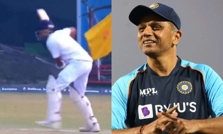 Rahul Dravid’s son Samit Dravid smash 98 run knock in Cooch Behar Trophy match watch video