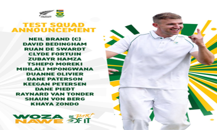 Neil Brand to lead South Africa squad sans main players in Test series Vs New Zealand