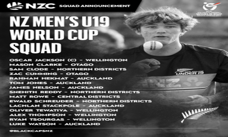 New Zealand announce 15-man squad for U19 Cricket World Cup