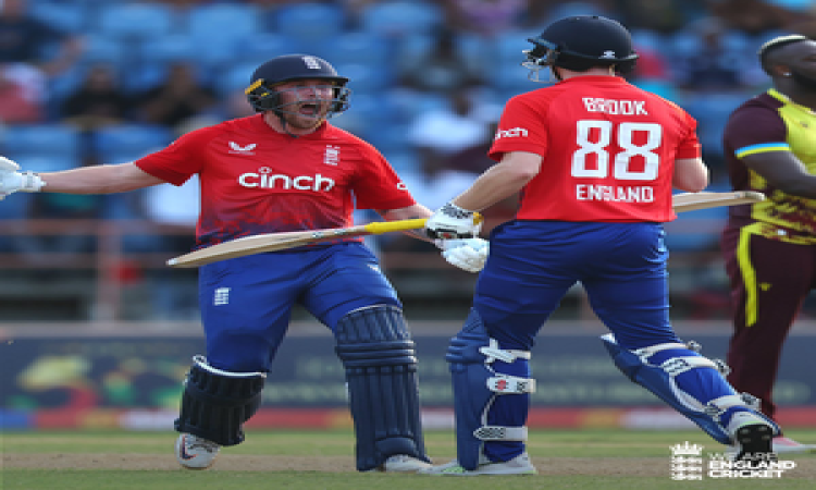 Phil Salt's century, Harry Brook’s cameo leads England to thrilling seven-wicket win over West Indie