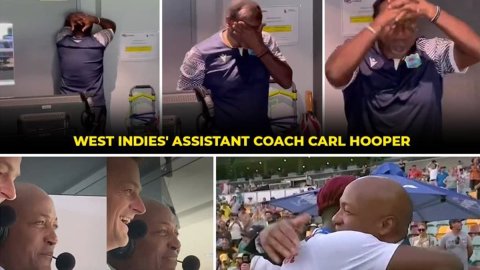 Brian Lara and Carl Hooper in tears after west indies beat Australia in Australia after 27 years