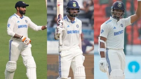 For first time 3 Indian players got out on 80s in a Test Inning