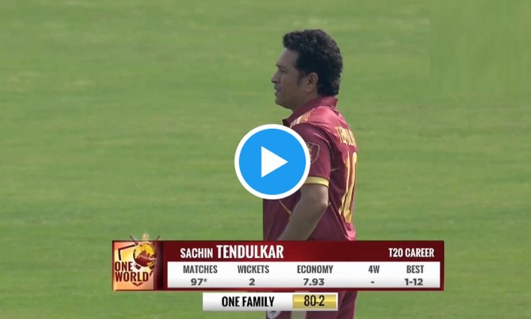 Sachin Tendulkar scored 27 off 16 balls for the One World team and take one 1 wicket in bowling