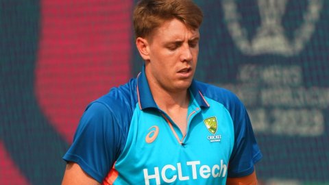 Ahmedabad: Australian players during a practice session ahead of the ICC Men's Cricket World Cup fin