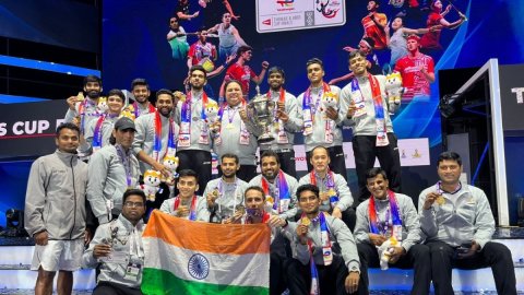 India clinch maiden Thomas Cup title with stunning 3-0 win over Indonesia (Ld)