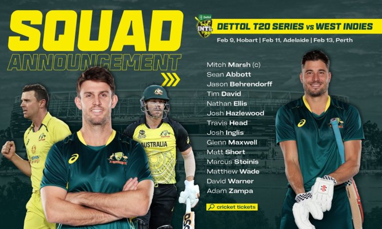 Marsh captain, Maxwell returns as Australia name T20 squad vs WI
