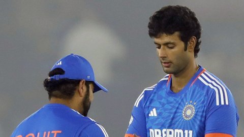 Mohali: India's Shivam Dube and captain Rohit Sharma celebrates the wicket of Afghanistan's Ibrahim 