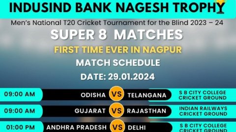 Nagpur to host men’s national super 8 matches of Nagesh Trophy for the blind from January 29