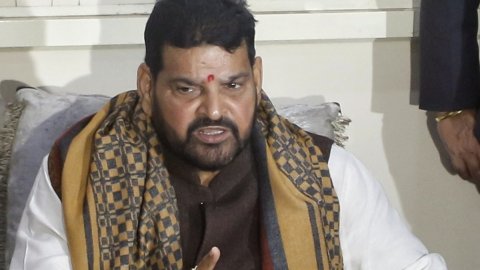 New Delhi : BJP MP Brij Bhushan Sharan Singh addresses a press conference