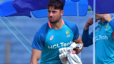 Pune: Australian players during a practice session ahead of the ICC Men's Cricket World Cup 2023 mat