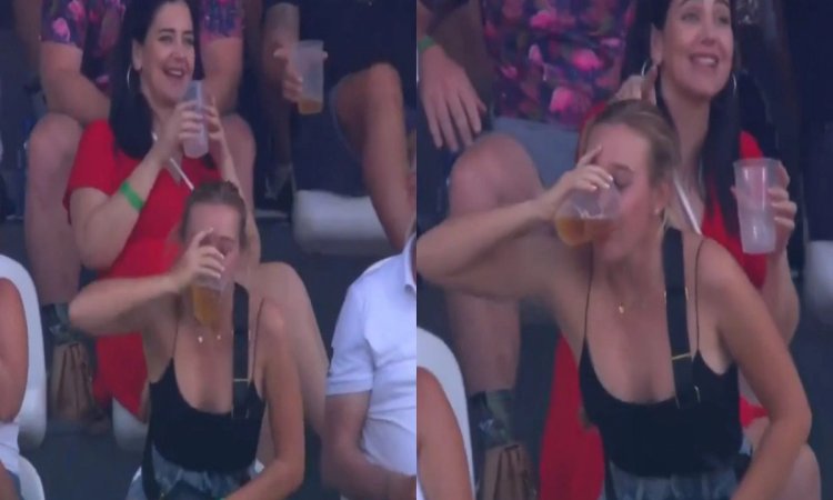 VIDEO: अंकल से बीयर छीनी और एक घूंट में पी गई लड़की, SA20 में दिखा मज़ेदार नज़ारा