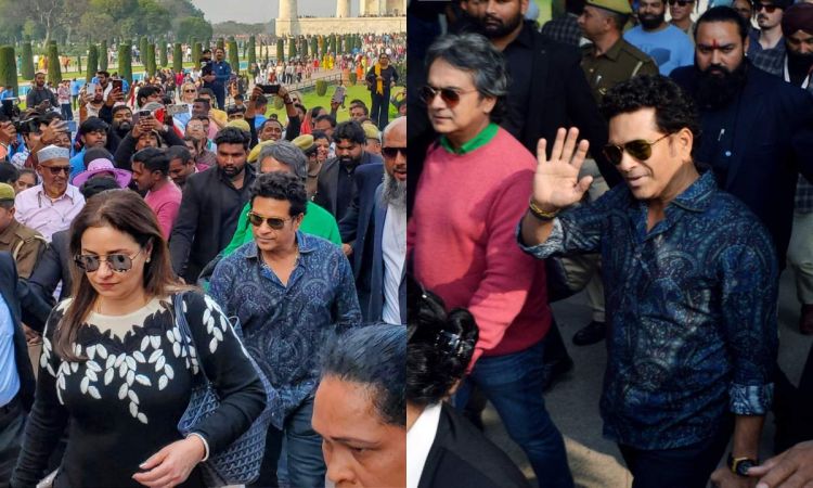 पत्नी संग ताजमहल का दीदार करने पहुंचे मास्टर ब्लास्टर सचिन तेंदुलकर, देखें Video 