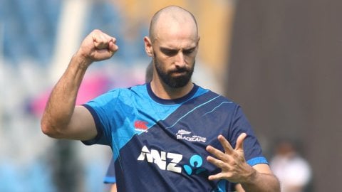 Mumbai: New Zealand's players during a practice session ahead of the ICC Men's Cricket World Cup