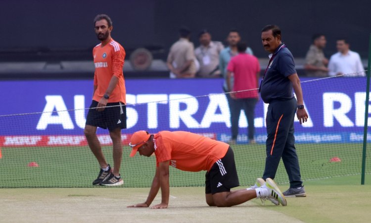 Ahmedabad: Indian players during a practice session ahead of the ICC Men’s Cricket World Cup 2023 fi