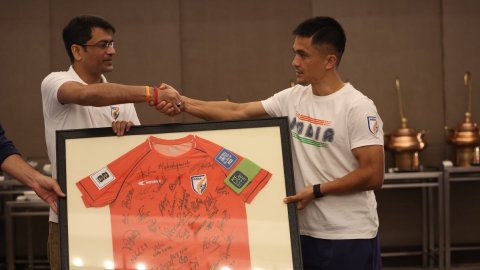 AIFF President Congratulates Chhetri on his 150th international match