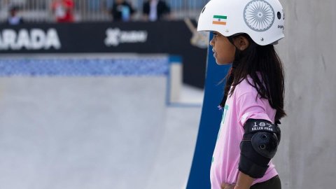 India's 8-year-old Zarah youngest competitor at World Skateboarding Tour 2024