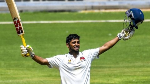 Mumbai: Mumbai's Musheer Khan celebrates his century during the third day of the Ranji Trophy final 