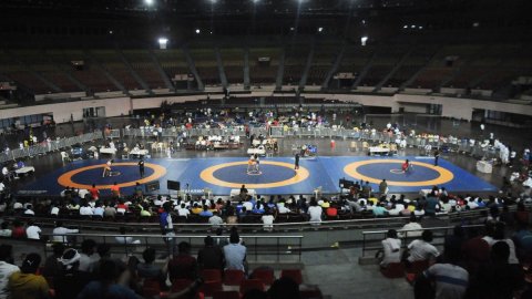 New Delhi : Asian Wrestling Championship 2023 trials underway at IG Stadium