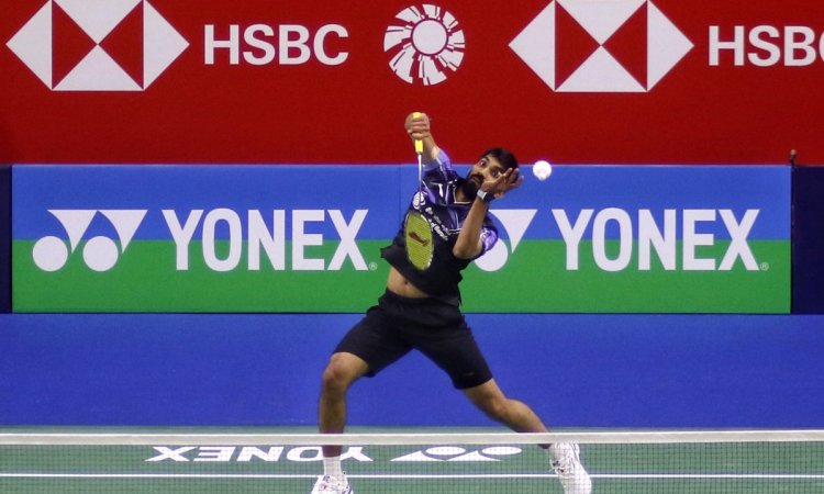 New Delhi : India's Srikanth Kidambi in action during the Round of 32 Men's single badminton match a