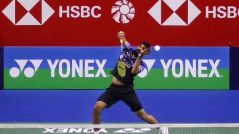 New Delhi : India's Srikanth Kidambi in action during the Round of 32 Men's single badminton match a