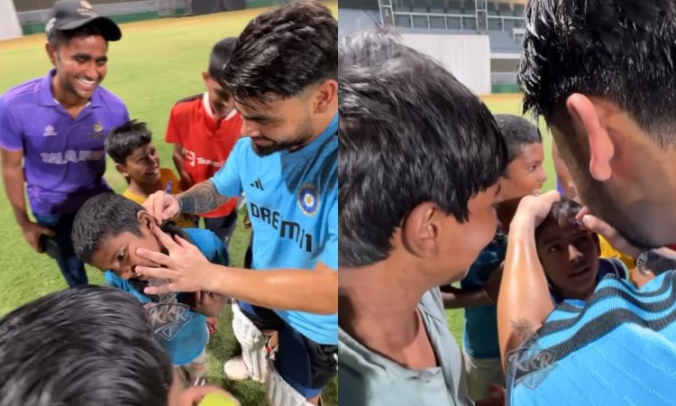 ये क्या कर दिया Rinku Singh... नन्हे फैन को पकड़कर माथे और गर्दन पर दे डाला ऑटोग्राफ; देखें VIDEO