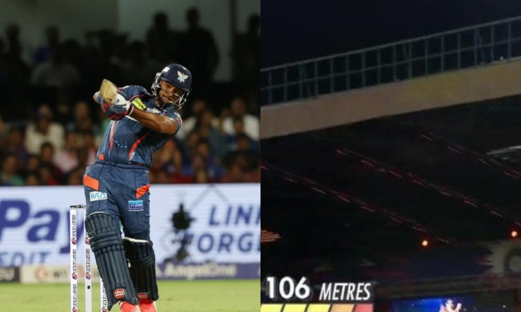 IPL 2024: पूरन ने दिखाई अपनी पावर, 106 मीटर का छक्का जड़ते हुए गेंद को पहुँचाया मैदान के बाहर, देखें 
