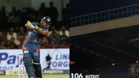 IPL 2024: पूरन ने दिखाई अपनी पावर, 106 मीटर का छक्का जड़ते हुए गेंद को पहुँचाया मैदान के बाहर, देखें 