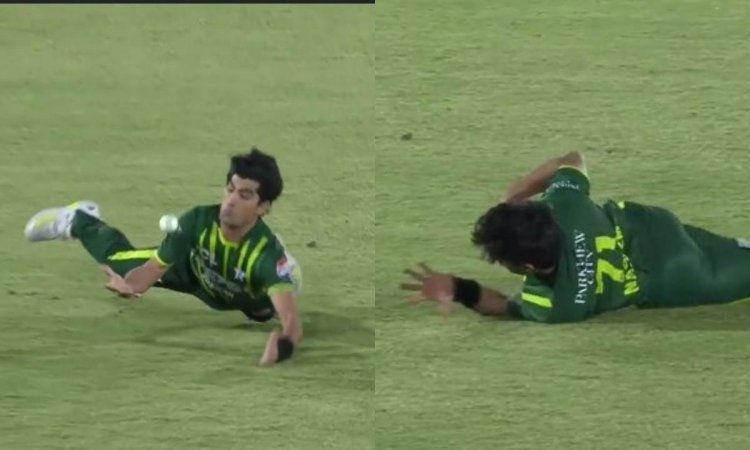 naseem shah Dropped mark chapman easy catch in third t20i watch video