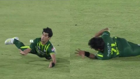 naseem shah Dropped mark chapman easy catch in third t20i watch video