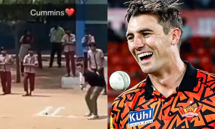 SRH Skipper Pat Cummins plays gully cricket with school kids in Hyderabad