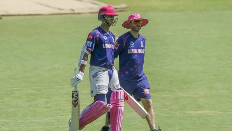 Chennai : Rajasthan Royals players during a practice session ahead of their IPL Match against Chenna