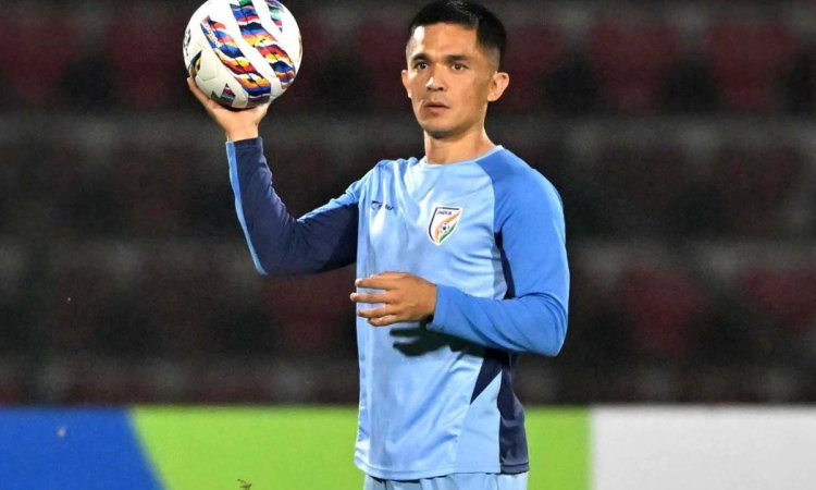 Guwahati: India’s captain Sunil Chhetri warms up before a match during the 2026 FIFA World Cup and 2