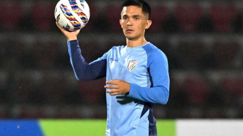 Guwahati: India’s captain Sunil Chhetri warms up before a match during the 2026 FIFA World Cup and 2