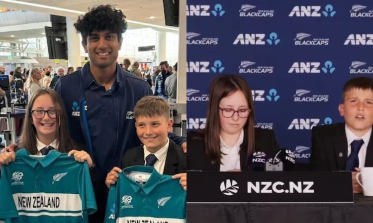 VIDEO: NZ की टीम अनाउंसमेंट के बाद एयरपोर्ट भी पहुंचे दोनों बच्चे, खिलाड़ियों से पूछे मज़ेदार सवाल
