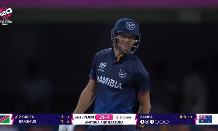 Namibia skipper Gerhard Erasmus took 17 balls to get off the mark against Australia