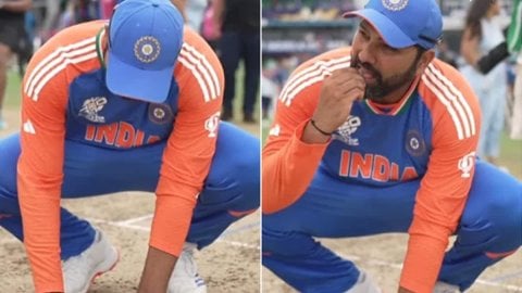 Rohit Sharma Eats Sand From Barbados Pitch After India's T20 World Cup Triumph