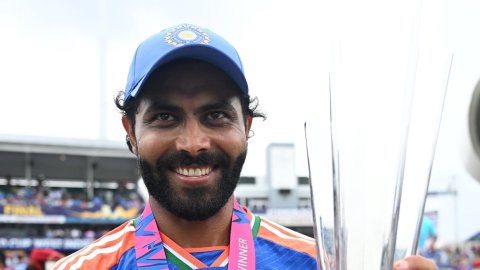 Barbados: Indian players celebrate their victory in the ICC Men's T20 Cricket World Cup Final match 