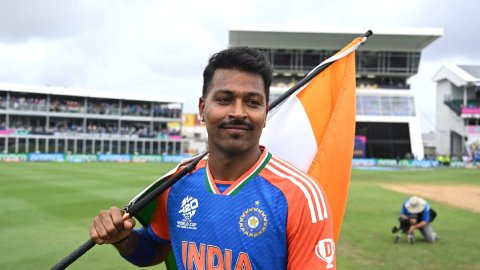 Barbados: Indian players celebrate their victory in the ICC Men's T20 Cricket World Cup Final match 