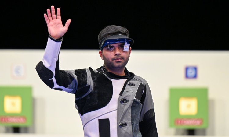 Chateauroux : India's Arjun Babuta competes in the 10m air rifle men's final at the Paris Olympics 2