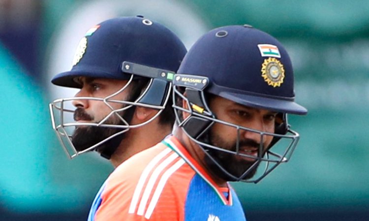 (File photo): Indian cricketers Rohit Sharma and Virat Kohli during the ICC Men's T20 World Cup